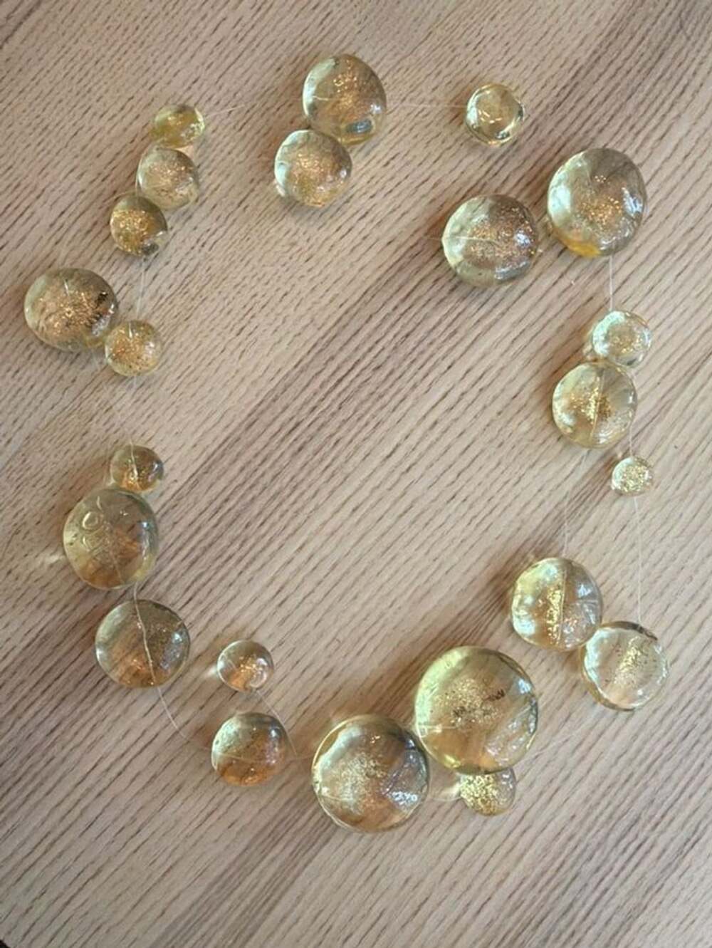 Marianne Olry Paris Golden iridescent Resin Necklace 24 inches vintage fine art